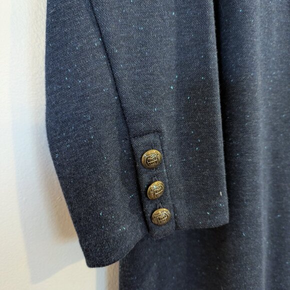 TALBOTS Nwot Heathered Shift Dress L Blue Fleck Navy Blue Retro Style 60's - Picture 8 of 13